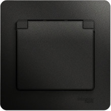 Розетка с/у 2P+E 16А, IP20 с крышкой/шторками, Schneider Electric Glossa [GSL000746] антрацит