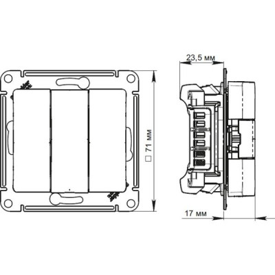 Выключатель с/у 3-кл 10А, IP20, Schneider Electric Glossa [GSL000231] бежевый