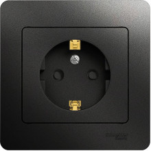 Розетка с/у 2P+E 16A, IP20, со шторками, в сборе, Schneider Electric Glossa [GSL000744] антрацит