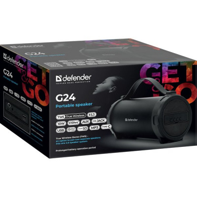 Колонка DEFENDER G24, BT, 10W, FM/TF/USB/AUX/1500мАч [65124]