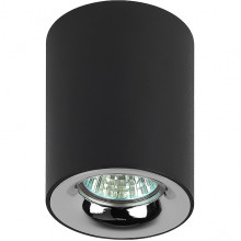 Светильник накладной 1xGU10 MAX35W, IP20, d80*100, ЭРА [OL1 GU10 BK/CH] черный/хром