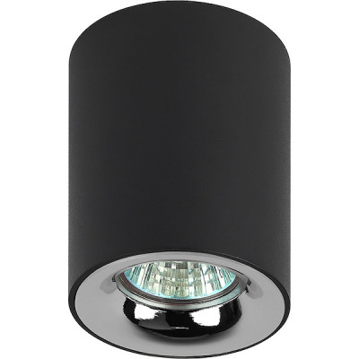 Светильник накладной 1xGU10 MAX35W, IP20, d80*100, ЭРА [OL1 GU10 BK/CH] черный/хром