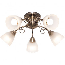 Люстра потолочная 5*E27*60W, стекло, d560*240, планка, ЭС [50441/5AB WT] бронза (4)