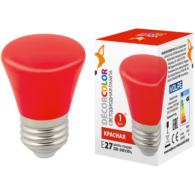 Лампа LED декоративная VOLPE, E27/Колокольчик, 1W, фиолетовая [LED-D45-1W/RED/E27/FR/С BELL]