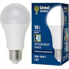 Лампа LED с датч. освещ. E27/A60 груша, 10W, 4000K, 900Лм, Uniel [LED-A60-10W/4000K/E27/PS PLS10WH]