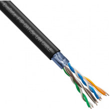 Кабель FTP 5e 4 пары медь 24AWG, уличный, черный, ExeGate [256750] [305м]