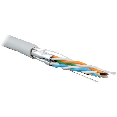 Кабель FTP 6e 4 пары медь 23AWG, экран, серый, ExeGate [281810][305м]