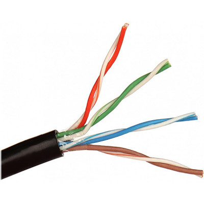 Кабель UTP 5e 4 пары CCA 24AWG, уличный, черный, ExeGate [281819][305м]