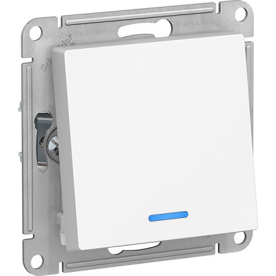 Переключатель с/у 1-кл 10А, IP20, с подсветкой, Schneider Electric ATLASDESIGN [ATN000163] белый