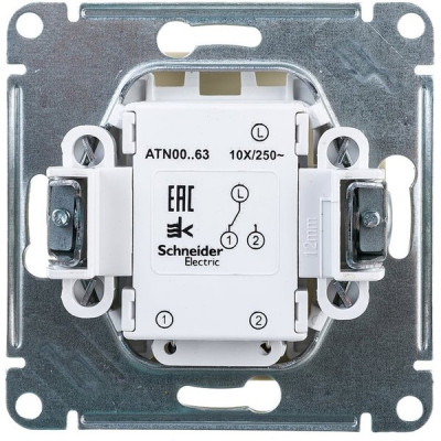 Выключатель с/у 1-кл 10А, IP20, с подсветкой, Schneider Electric ATLASDESIGN [ATN000213] бежевый
