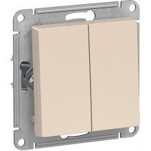 Выключатель с/у 2-кл 10А, IP20, Schneider Electric ATLASDESIGN [ATN000251] бежевый [20]