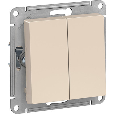 Выключатель с/у 2-кл 10А, IP20, Schneider Electric ATLASDESIGN [ATN000251] бежевый [20]
