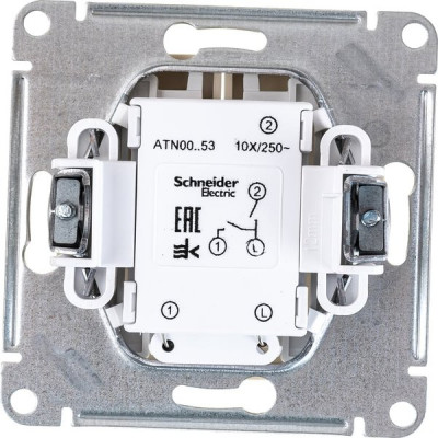 Выключатель с/у 2-кл 10А, IP20, с подсветкой, Schneider Electric ATLASDESIGN [ATN000253] бежевый