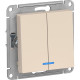 Выключатель с/у 2-кл 10А, IP20, с подсветкой, Schneider Electric ATLASDESIGN [ATN000253] бежевый