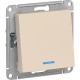 Переключатель с/у 1-кл 10А, IP20, с подсветкой, Schneider Electric ATLASDESIGN [ATN000263] бежевый