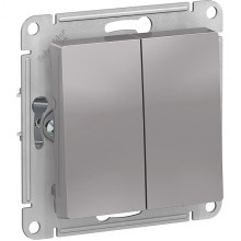 Выключатель с/у 2-кл 10А, IP20, Schneider Electric ATLASDESIGN [ATN000351] алюминий
