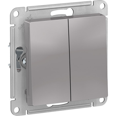 Выключатель с/у 2-кл 10А, IP20, Schneider Electric ATLASDESIGN [ATN000351] алюминий
