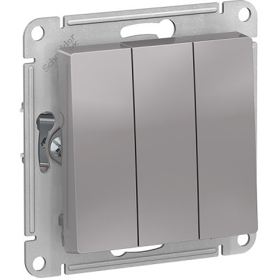Выключатель с/у 3-кл 10А, IP20, Schneider Electric ATLASDESIGN [ATN000331] алюминий