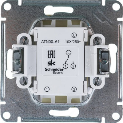 Переключатель с/у 1-кл 10А, IP20, Schneider Electric ATLASDESIGN [ATN000361] алюминий