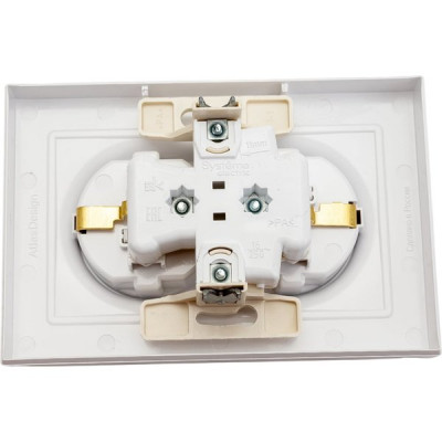 Розетка с/у 2x2P+Е 16A, IP20, со штор., в сборе, Schneider Electric ATLASDESIGN [ATN000126][10] белы