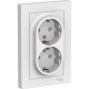 Розетка с/у 2x2P+Е 16A, IP20, со штор., в сборе, Schneider Electric ATLASDESIGN [ATN000126][10] белы