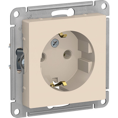 Розетка с/у 2P+E 16A, IP20, Schneider Electric ATLASDESIGN [ATN000243] бежевый [20/160]