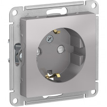 Розетка с/у 2P+E 16A, IP20, со шторками, Schneider Electric ATLASDESIGN [ATN000345] алюминий