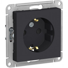 Розетка с/у 2P+E 16A, IP20, со шторками, Schneider Electric ATLASDESIGN [ATN001045] карбон