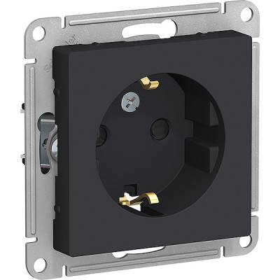 Розетка с/у 2P+E 16A, IP20, со шторками, Schneider Electric ATLASDESIGN [ATN001045] карбон