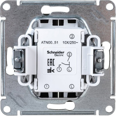 Выключатель с/у 2-кл 10А, IP20, Schneider Electric ATLASDESIGN [ATN001051] карбон [10]