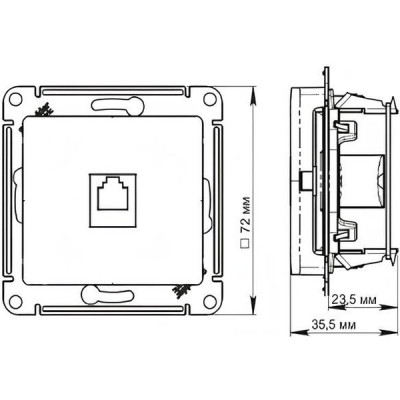 Розетка с/у компьютерная 1xRJ45, IP20, Schneider Electric ATLASDESIGN [ATN001083] карбон