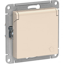 Розетка с/у 2P+E 16A, IP20, со шторками/крышкой, Schneider Electric ATLASDESIGN [ATN000246] бежевый