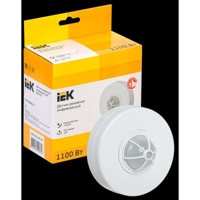 Датчик движения 120-360гр.,1100Вт, 6м IP33 IEK ДД 024 [LDD11-024-1100-001] белый
