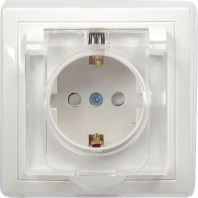 Розетка с/у 2P+E 16А, IP44, с крышкой/шторками, IEK КВАРТА [ERK70-K01-10-DM-44] белый