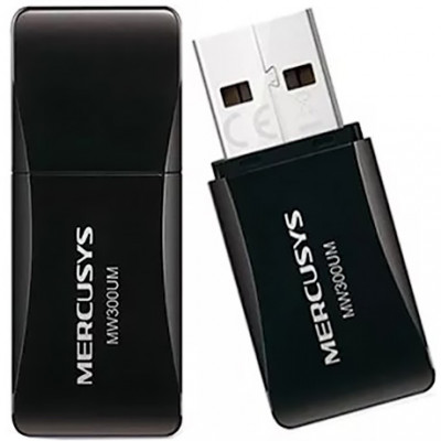 Адаптер Wi-Fi Mercusys MW300UM, 2.4ГГц, до 300 Мбит/с, внутренняя антенна, USB