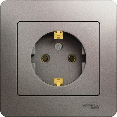 Розетка с/у 2P+E 16A, IP20, в сборе, Schneider Electric Glossa [GSL001242] платина