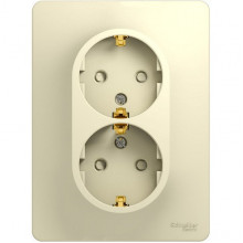 Розетка с/у 2x2P+E 16A, со шторками, Schneider Electric Glossa [GSL000226] бежевый