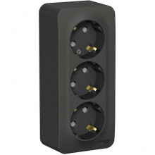 Розетка о/у 3x2P+E 16А, со шторками, изол.пл., Schneider Electric Blanca [BLNRA011316] антрацит [5]