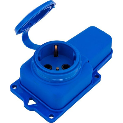 Колодка каучуковая 1 розетка 16А/3,5кВт с защ. крышкой IP44 [РП 16-131 С] синяя