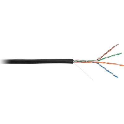 Кабель UTP 5e 4 пары медь 0,47мм 24AWG, уличный, черный, NETLAN [305м]