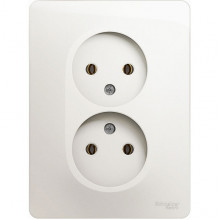 Розетка с/у 2x2P 16A, IP20, Schneider Electric Glossa [GSL000620] перламутр
