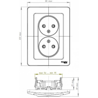 Розетка с/у 2х2P 16А, Schneider Electric Blanca [BLNRS000022] молочный