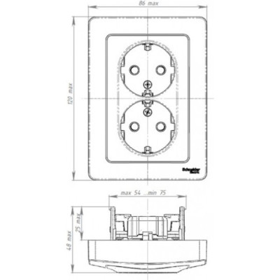 Розетка с/у 2х2P+Е 16А, Schneider Electric Blanca [BLNRS001022] молочный