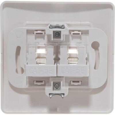 Розетка с/у компьютерная 2xRJ45 5e, Schneider Electric Blanca [BLNIS045452] молочный