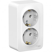 Розетка о/у 2x2P+E 16А, изол.пл., Schneider Electric Blanca [BLNRA010211] белый [8/48]