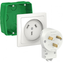 Комплект силовой с/у 32А монтаж.коробка+розетка+вилка, Schneider Electric Blanca [BLNSK013231] белый
