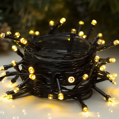 Гирлянда Нить  5м, темная, LED-50-220V, 8 режимов, ТЕПЛЫЙ БЕЛЫЙ [3556765]