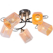 Люстра потолочная 5*E27*60W, стекло, d600*250, планка, MDL [MDL10097/5] золото+черная жемчужина (2)