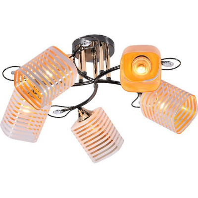 Люстра потолочная 5*E27*60W, стекло, d600*250, планка, MDL [MDL10097/5] золото+черная жемчужина (2)