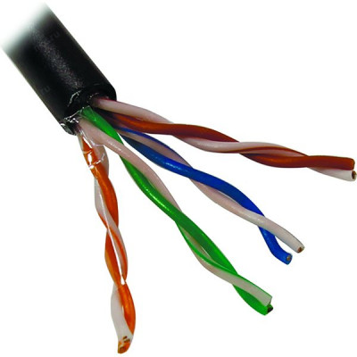 Кабель UTP 5e 4 пары медь 0.5мм 24AWG, уличный, черный, REXANT [01-0045-25][25м]